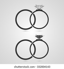 Set of diamond wedding engagement rings - vector illustration