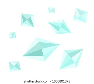 Set of diamonds of different sizes with multi-colored facets