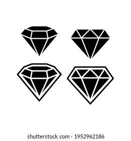 Un conjunto de diamantes en un estilo plano. Resumen de iconos de la colección de diamantes negros. Signo de contorno lineal. Diamantes de diseño del logotipo del icono del vector. Editable y reemplazable.