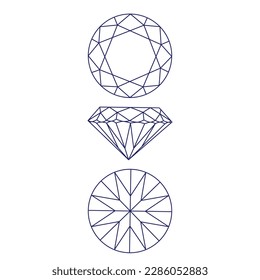 A set of diamonds in a flat style. Abstract black, blue diamond collection icons. Linear outline sign. Vector icon logo design diamonds Eps 10. Vector illustration.