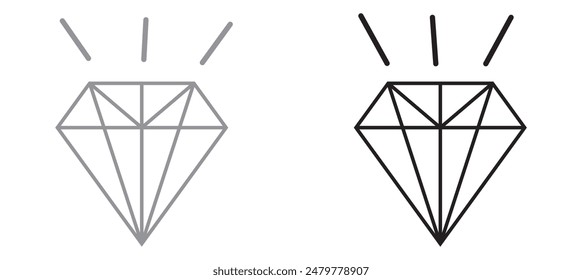 A set of diamonds in a flat style. Abstract black diamond collection icons. Linear outline sign. Vector icon logo design diamonds