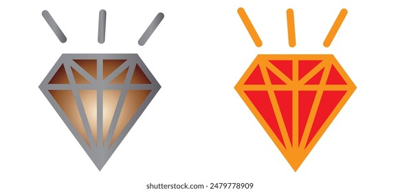 Eine Reihe von Diamanten in einem flachen Stil. Abstrakte schwarze Diamant-Kollektion-Symbole. Lineares Umrisszeichen. Vektorgrafik-Symbol-Logo-Design-Diamanten