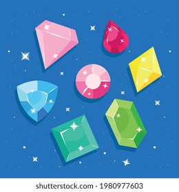 conjunto de diamantes y gemas