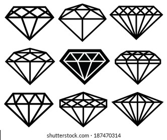 Set of diamonds icons. 