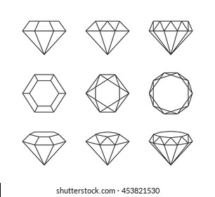 Set of diamonds isolated on a white background