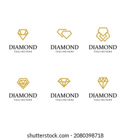 conjunto de iconos vectoriales del logotipo de geometría de arte de línea de diamantes,
