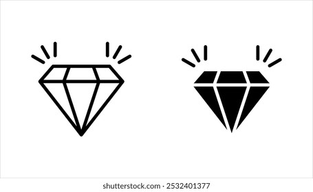 Conjunto de línea de diamantes en un estilo de iconos planos. Iconos de colección de diamante negro Abstractas. Ilustración vectorial sobre fondo blanco