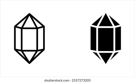 Satz von Diamanten Linie in einem flachen Symbolstil. Abstrakte Symbole der schwarzen Diamantkollektion. Vektorgrafik auf weißem Hintergrund