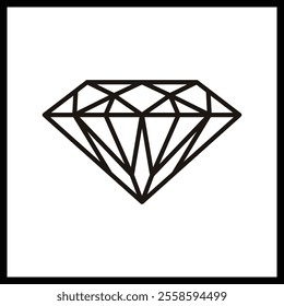 Set of diamonds line in a flat icons style. Abstract black diamond collection icons. Gemstone icons in a linear minimal style. Vector icon logo design diamonds.