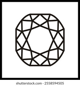 Set of diamonds line in a flat icons style. Abstract black diamond collection icons. Gemstone icons in a linear minimal style. Vector icon logo design diamonds.