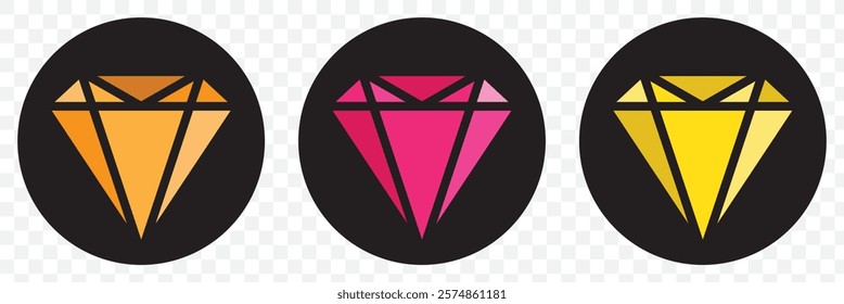 Set of diamonds line in a flat icons style. Abstract black diamond collection icons. Gemstone icons in a linear minimal style. Vector icon logo design diamonds. eps 10.