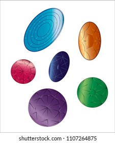 Set. Diamonds, diamonds, Precious stone. Cut stones, Isolated, white. Vector