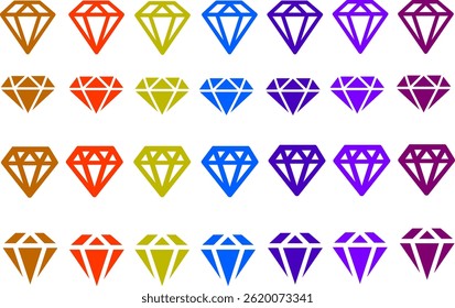 Diamanten-Vektor festlegen: Brillante Edelsteinillustrationen für Schmuckdesign, Luxusgrafiken und kreative Projekte.