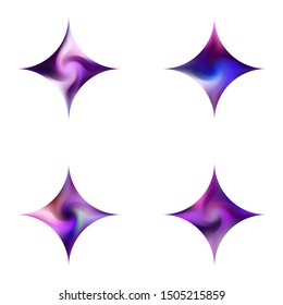 Set of diamond-shaped modern backgrounds. Trendy soft color concept. Surreal style of 80th. Violet fluid colorful gradient shape for your mobile app and screens.