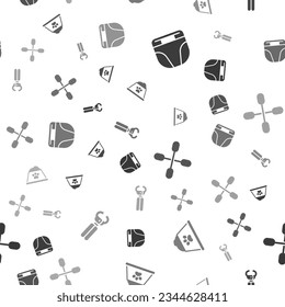 Set Diaper for dog, Pet food bowl, Cotton swab ears and nail clippers on seamless pattern. Vector