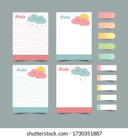 Set of diary planners and to do lists.planners, check lists.sticky note.Isolated. Vector illustration.