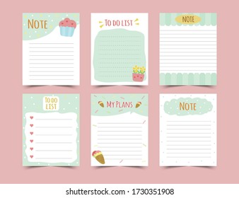 Set of diary planners and to do lists.planners, check lists. Isolated. Vector illustration.