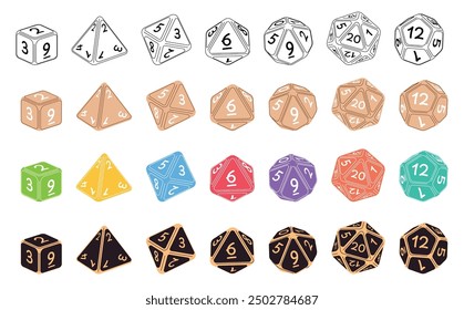 A set of dice for board games. Items for determining random values. Vector illustration