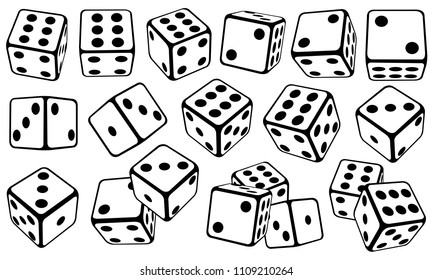 set of dice in different positions