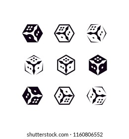 Set of Dice Game with Shuriken Ninja Logo Design Inspiration