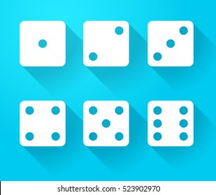 Set of dice icons with long shadow