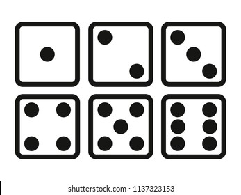 Set of Dice line icon on white background. Six dice vector illustration.