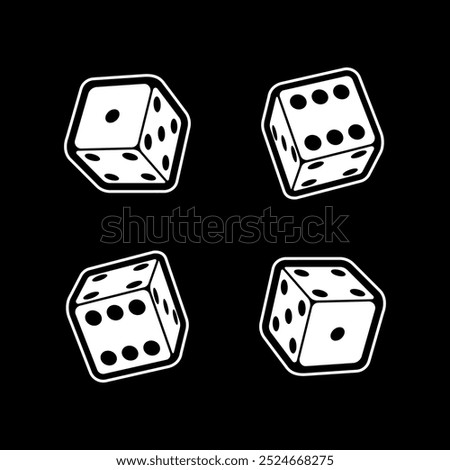 Set of dice on black background. Vector