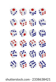 Set of dice various viewpoints vector design in white background