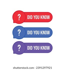 set of did you know colored sticker. flat cartoon trend modern simple dyk logotype graphic minimal design element isolated on white background. concept of quiz show like intellectual or mind game