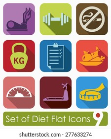 Set of diet flat icons for Web and Mobile Applications