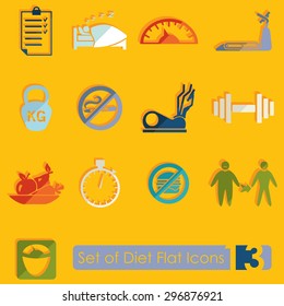 Set of diet flat icons for Web and Mobile Applications