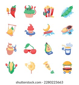 Set of Diet Flat Stickers 

