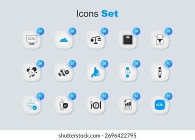 Plan de dieta, sin azúcar, sal, intestinos, Kcal, reloj inteligente con corazón e icono de salud del estómago humano. Vector
