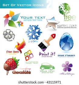 set of different 3d and 2d icons for design.