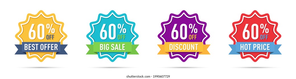 Set of different 60 off percentage promotion badges