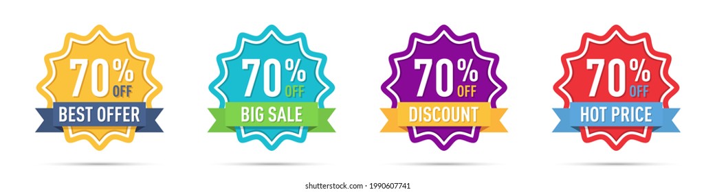 Set of different 70 off percentage promotion badges