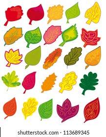 set of different abstract colorful leaves