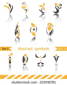 Set of different abstract flat summer and spring elements for design logo. Vector illustration 