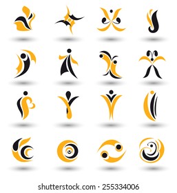 Set of different abstract flat summer and spring elements for design logo. Vector illustration 