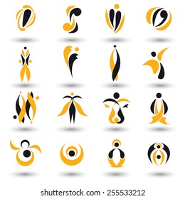 Set of different abstract flat summer and spring elements for design logo. Vector illustration 