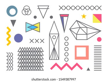 Set with different abstract geometric shapes and textures. Best design for poster, card, invitation, placard, brochure, flyer, presentation.