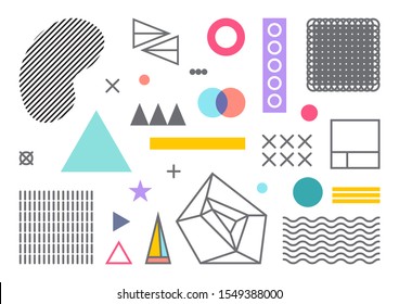 Conjunto con diferentes Formas geométricas abstractas y texturas. El mejor diseño para el cartel, tarjeta, invitación, cartel, folleto, volante, presentación.