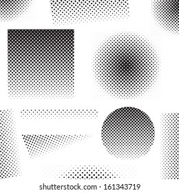 Set of different abstract halftone art elements (vector illustration)