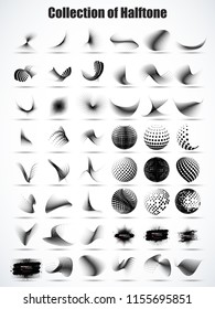 Set of different abstract halftone dots pattern vector illustration...