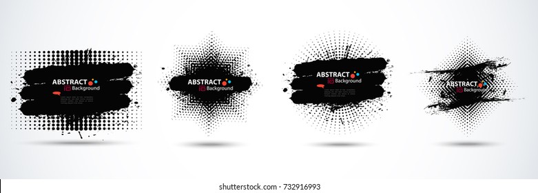 Set of different abstract halftone dots pattern vector illustration...