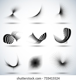 Set of different abstract halftone dots pattern vector illustration...