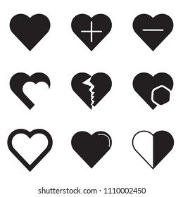 Set of different abstract heart icons. Vector illustration