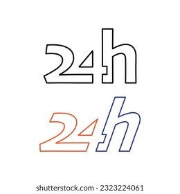 Set of different abstract number 24 hours isolated on white background