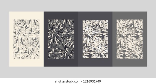 A set of different abstract patterns in black, gray, white colors. Hand-drawn illustration. Modern classic style. Vector. Perfect for Wallpaper, fabrics, prints, room decorations