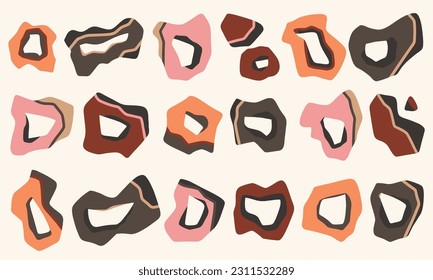 Set of different abstract shapes and patterns. Hand drawn doodles. Modern fashion illustration. Flat design, cartoon drawing, vector.